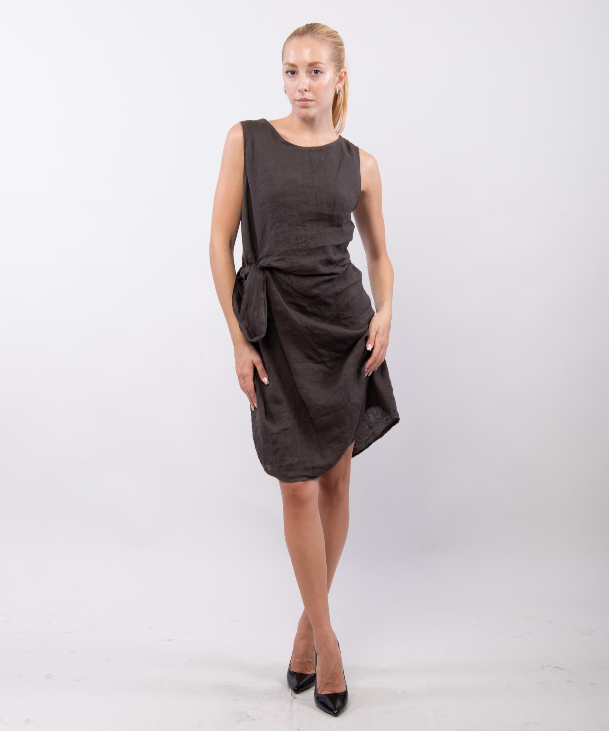 Abito Midi Lino con Nodo