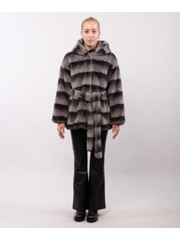 giacca pelliccia con cappuccio