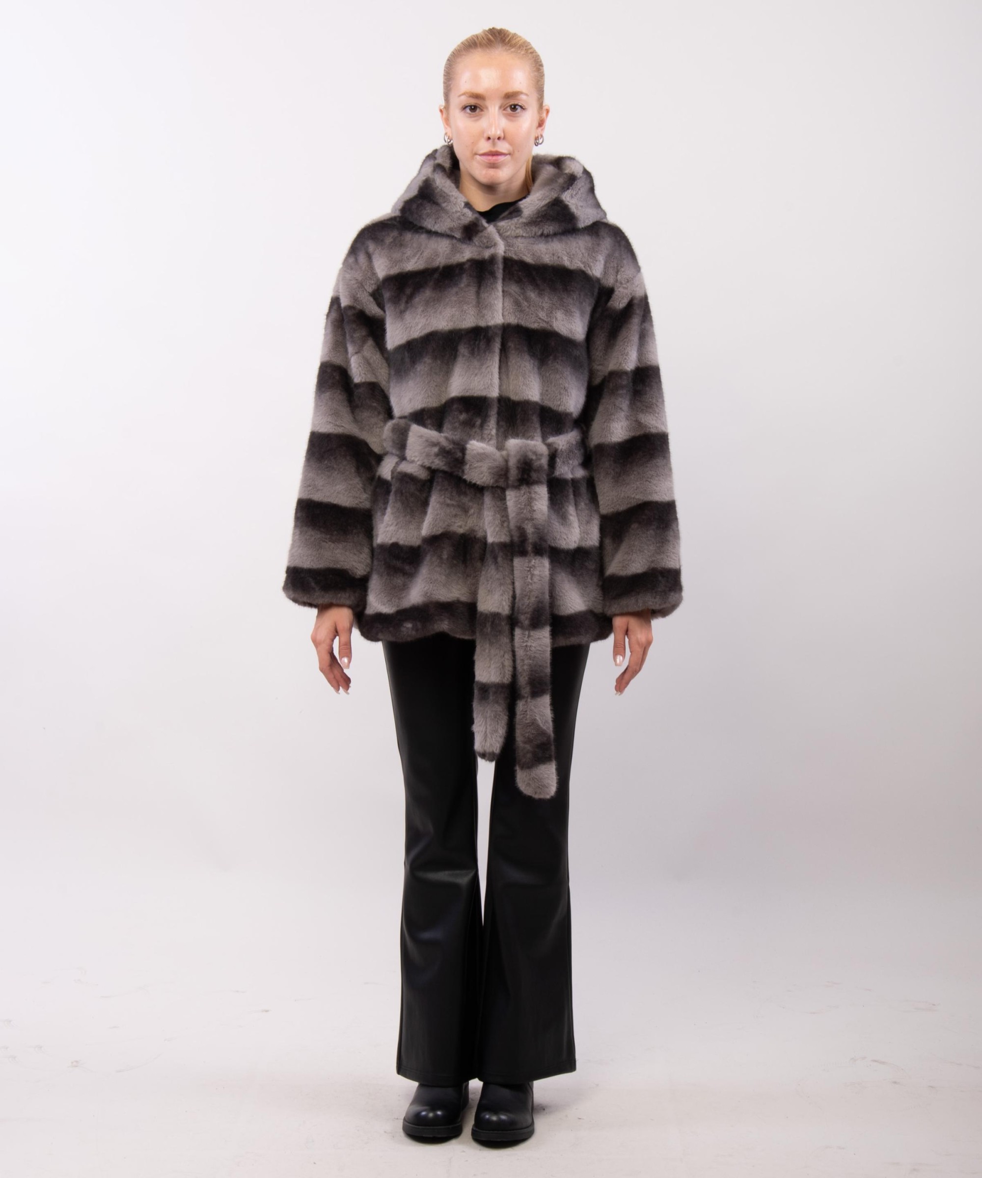 giacca pelliccia con cappuccio