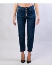 Pantaloni Jeans Dritti con Bottoni Gioello