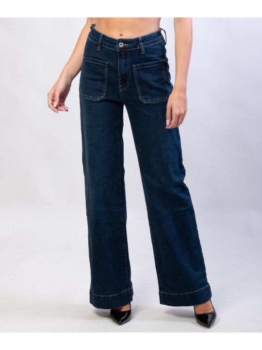 Jeans a palazzo con tasche frontali