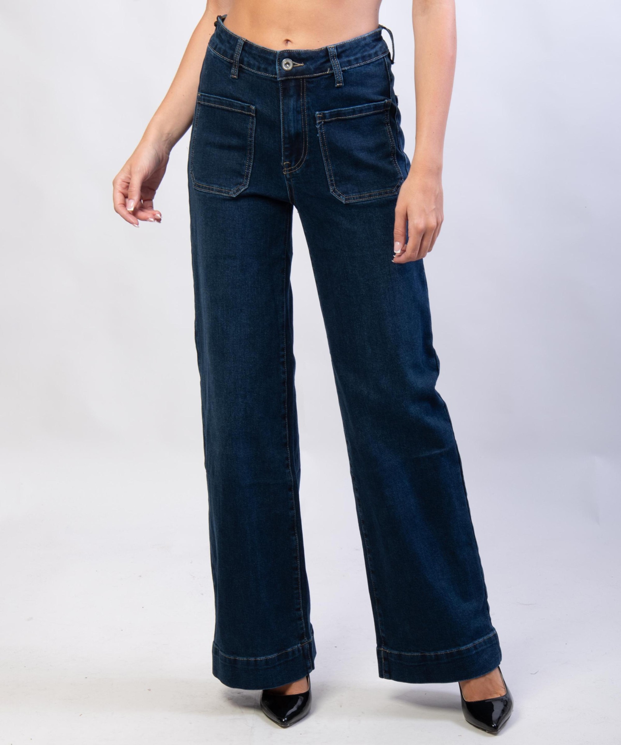 Jeans a palazzo con tasche frontali