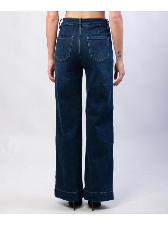 Jeans a palazzo con tasche frontali