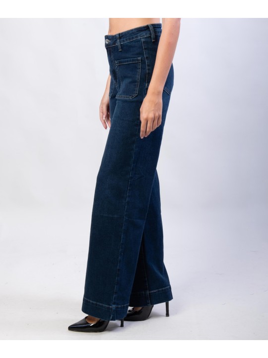 Jeans a palazzo con tasche frontali
