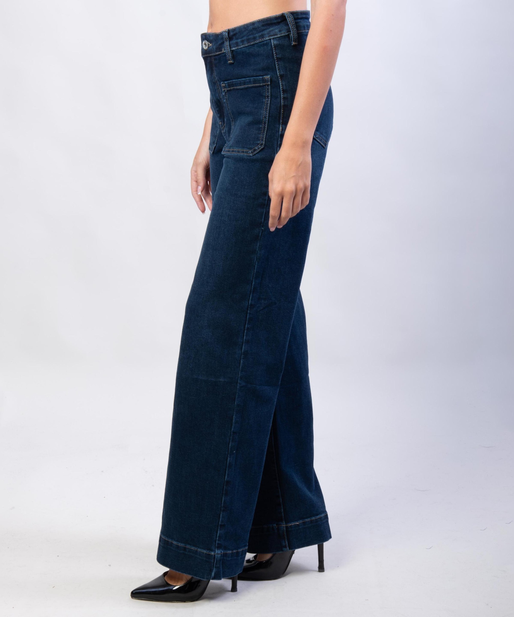 Jeans a palazzo con tasche frontali