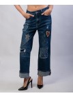 Pantaloni Jeans Dritti con Patchwork