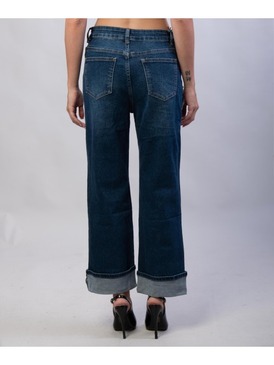Pantaloni Jeans Dritti con Patchwork