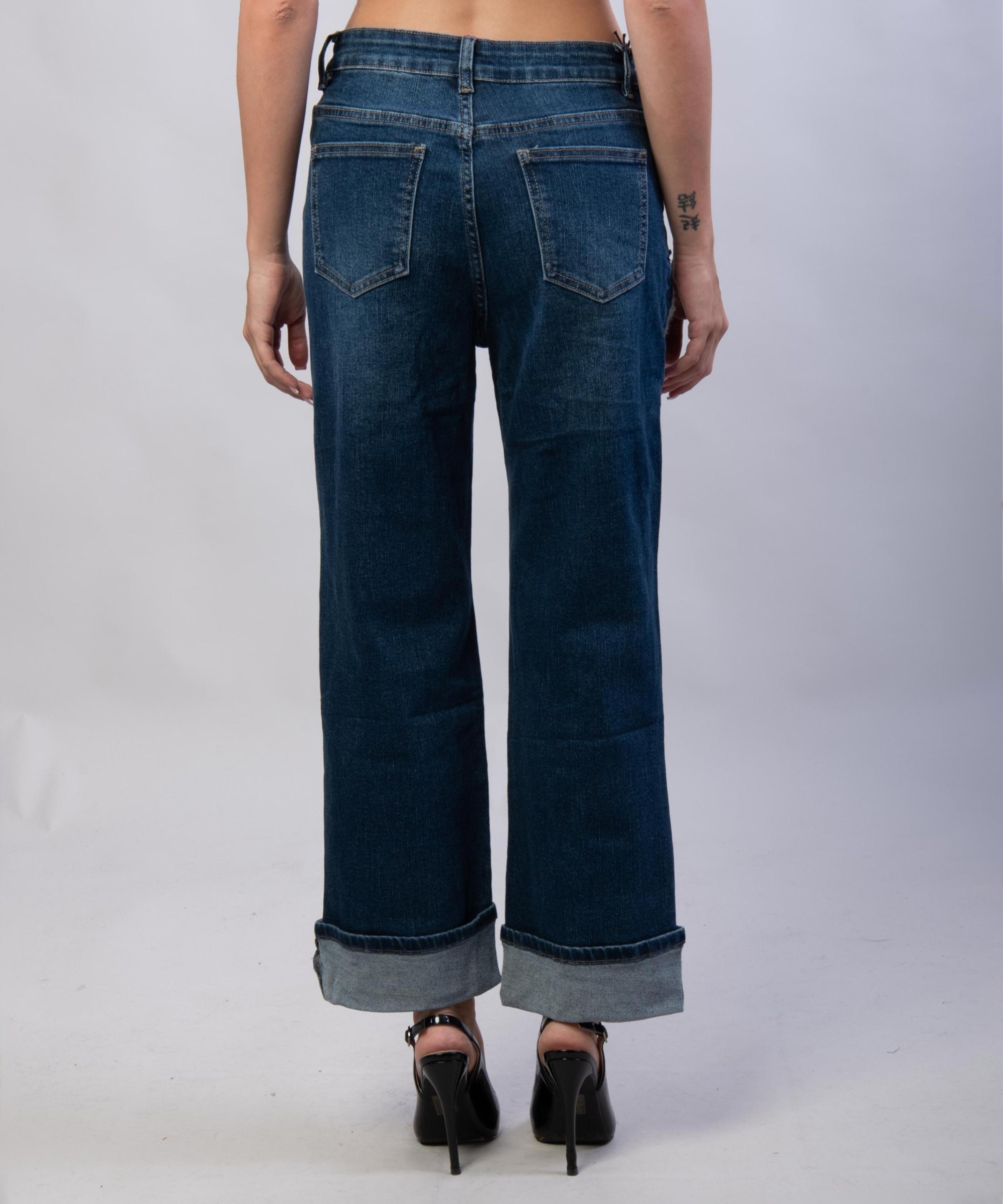 Pantaloni Jeans Dritti con Patchwork