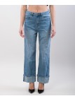 Pantaloni Jeans Culotte con Risvolto