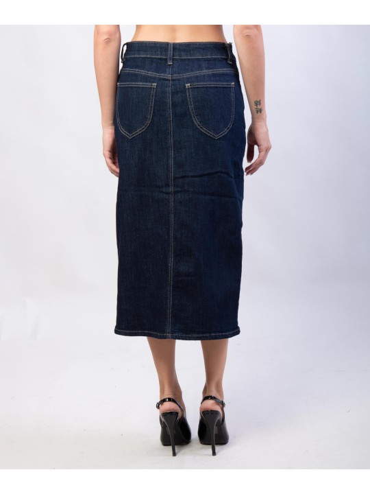 Gonna Midi in Jeans con Spacco Frontale