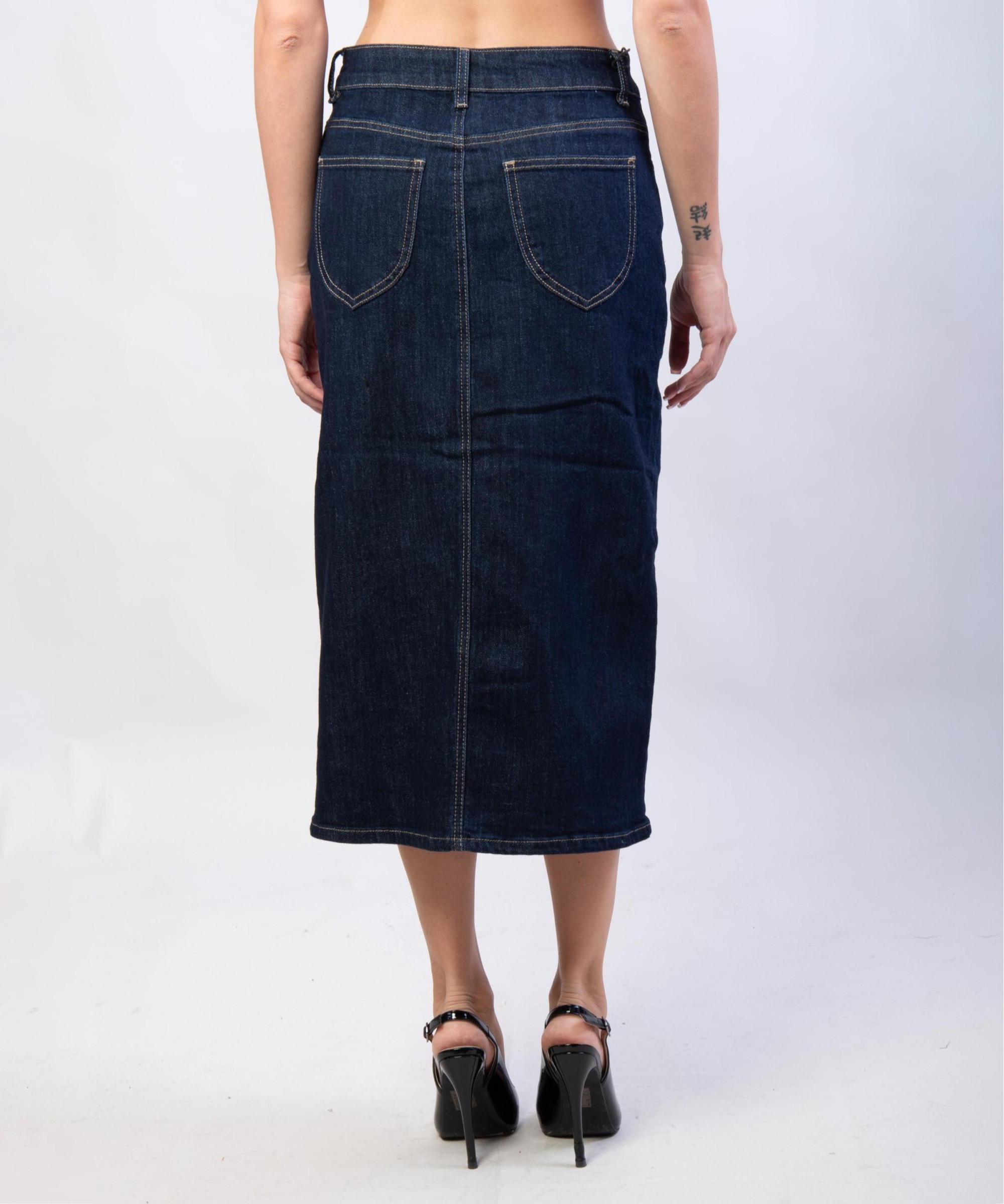 Gonna Midi in Jeans con Spacco Frontale