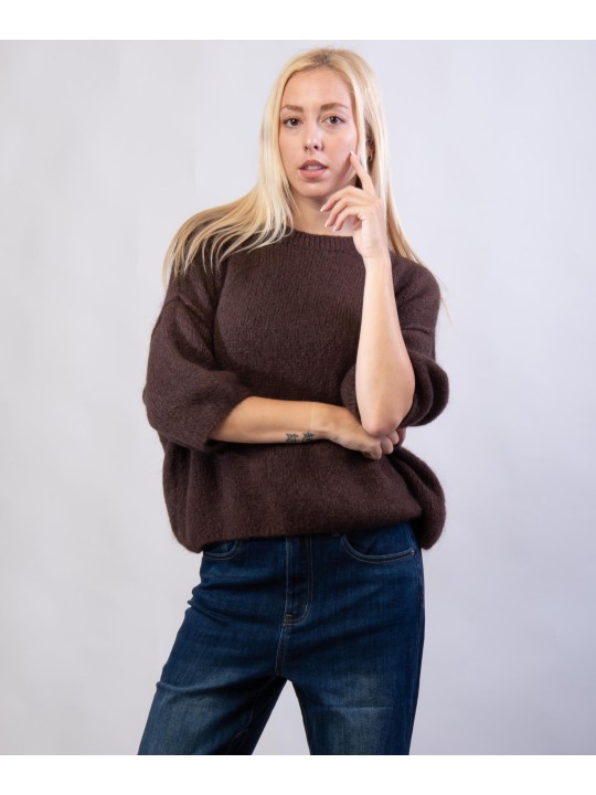 Maglione Misto Mohair con Maniche a 3/4