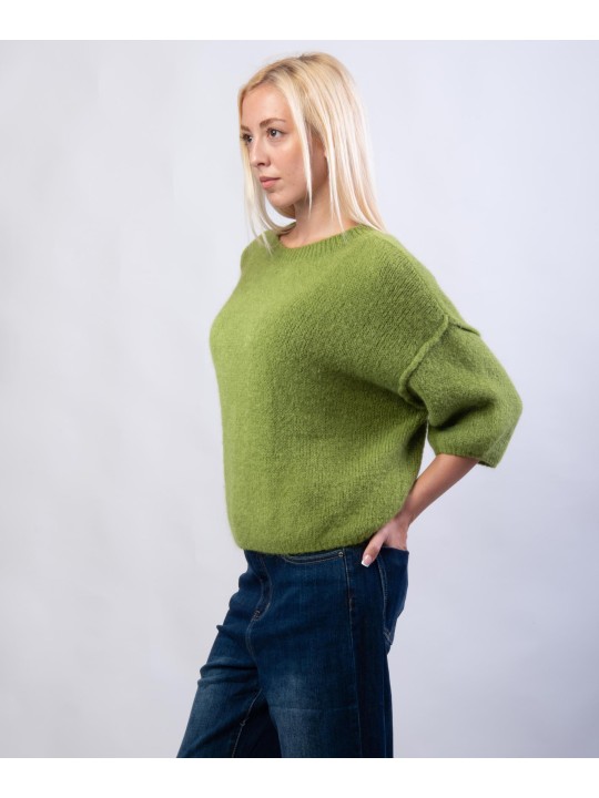 Maglione Misto Mohair con Maniche a 3/4