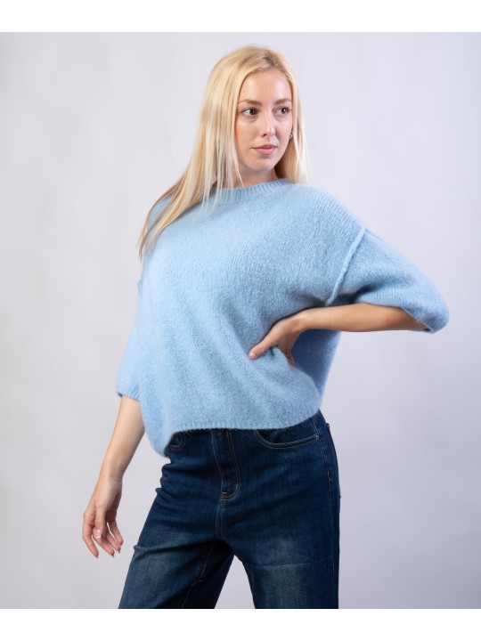 Maglione Misto Mohair con Maniche a 3/4