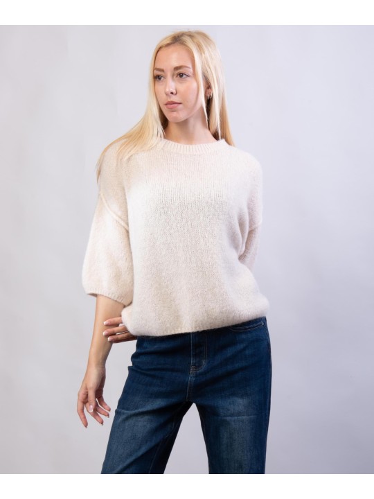 Maglione Misto Mohair con Maniche a 3/4