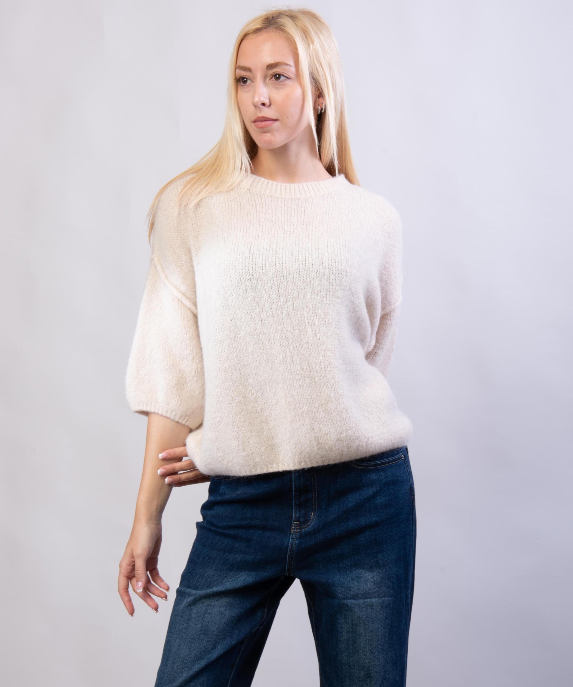 Maglione Misto Mohair con Maniche a 3/4