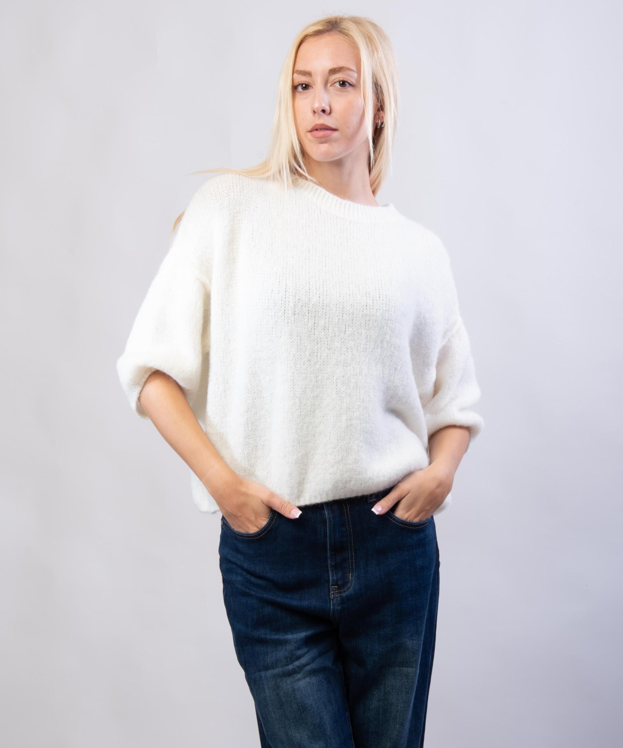 Maglione Misto Mohair con Maniche a 3/4