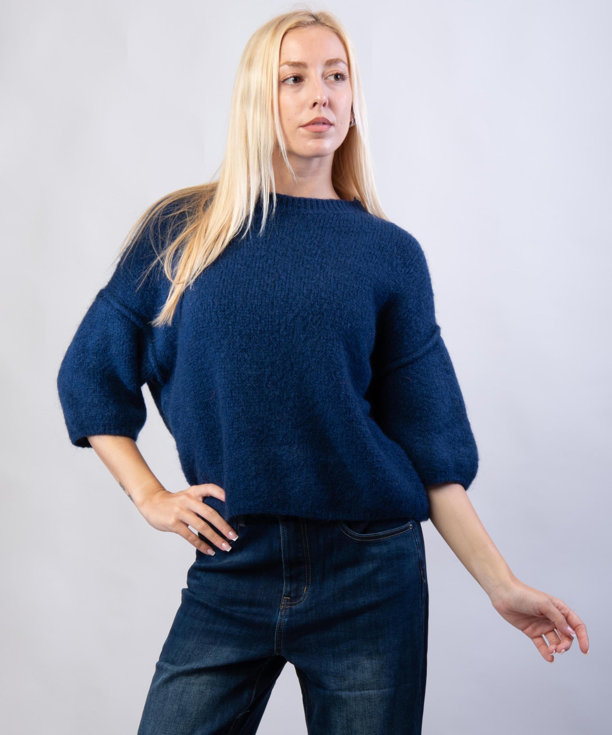 Maglione Misto Mohair con Maniche a 3/4