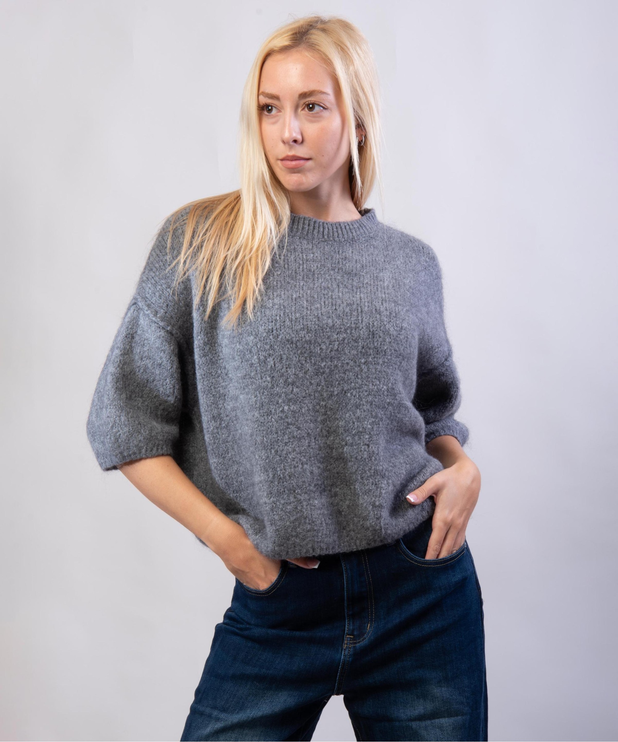 Maglione Misto Mohair con Maniche a 3/4