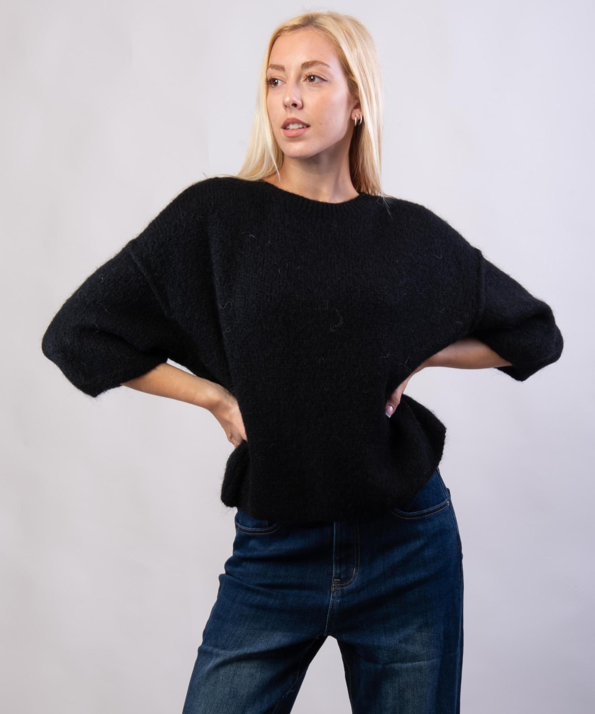 Maglione Misto Mohair con Maniche a 3/4