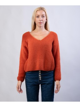 Maglione Misto Mohair con Scollo V