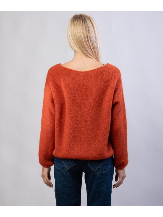 Maglione Misto Mohair con Scollo V