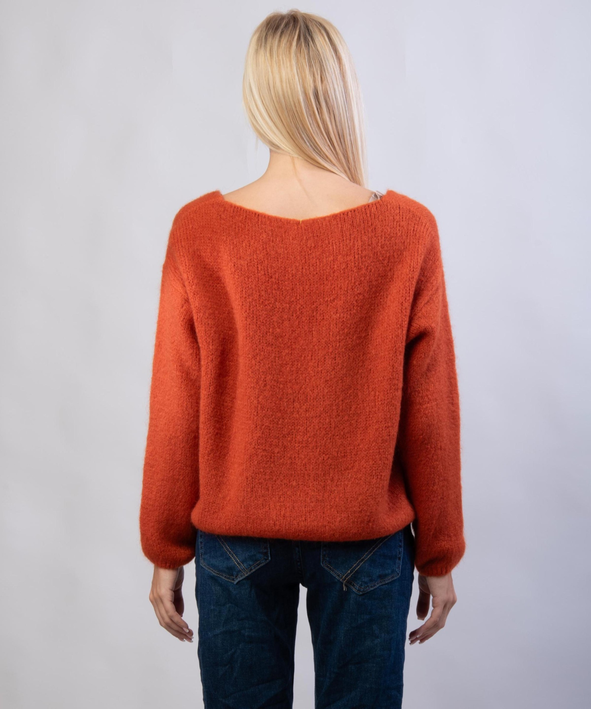 Maglione Misto Mohair con Scollo V