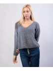 Maglione Misto Mohair con Scollo V