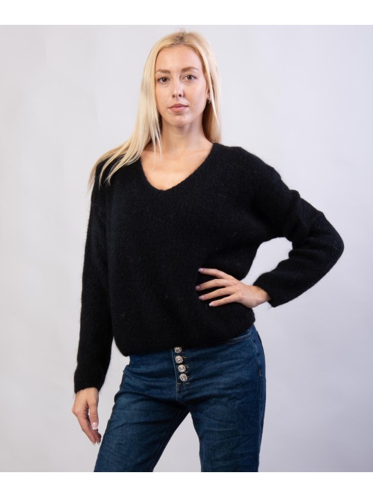 Maglione Misto Mohair con Scollo V