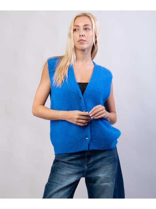 Gilet Misto Mohair con Bottoni