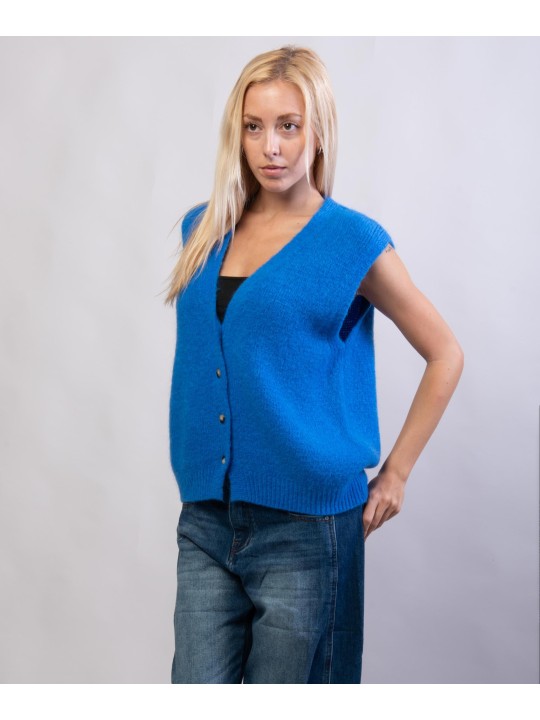 Gilet Misto Mohair con Bottoni