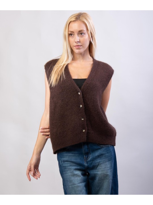 Gilet Misto Mohair con Bottoni