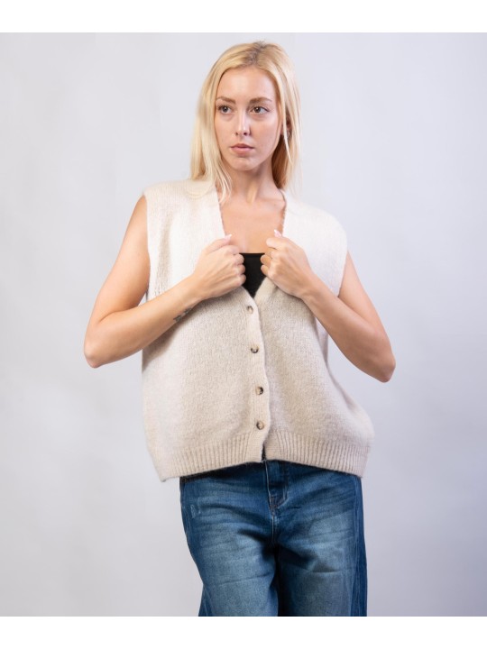 Gilet Misto Mohair con Bottoni
