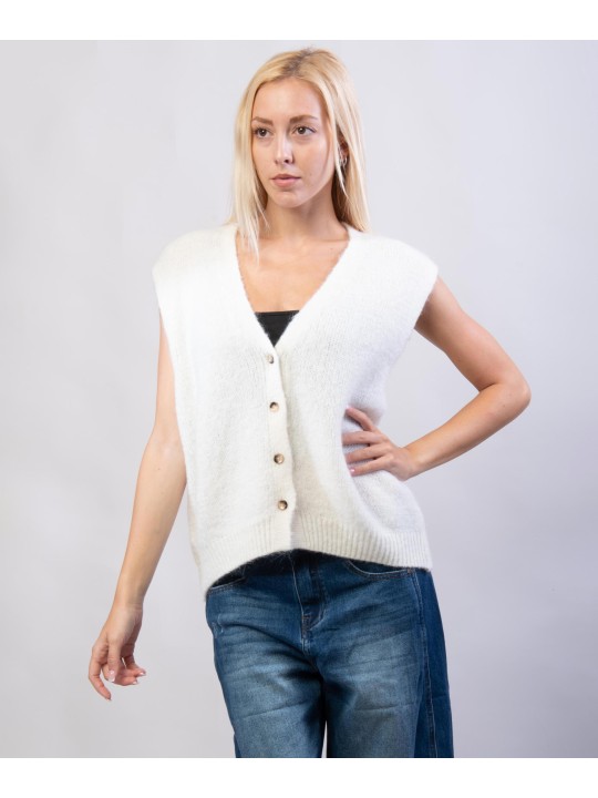 Gilet Misto Mohair con Bottoni