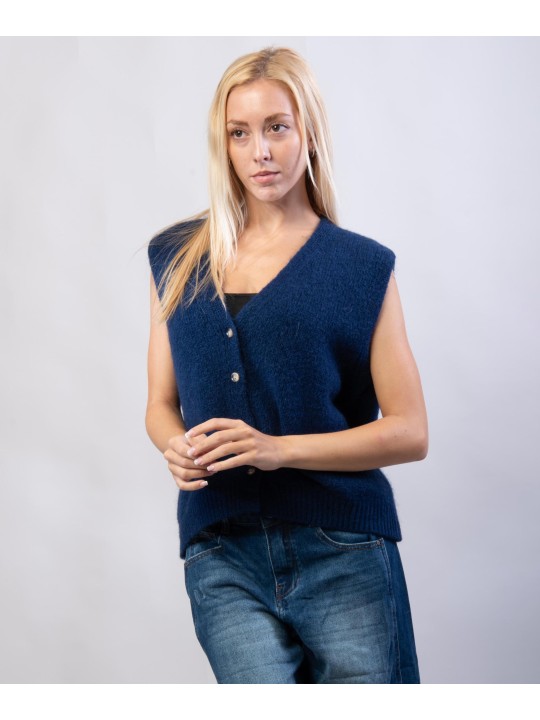 Gilet Misto Mohair con Bottoni