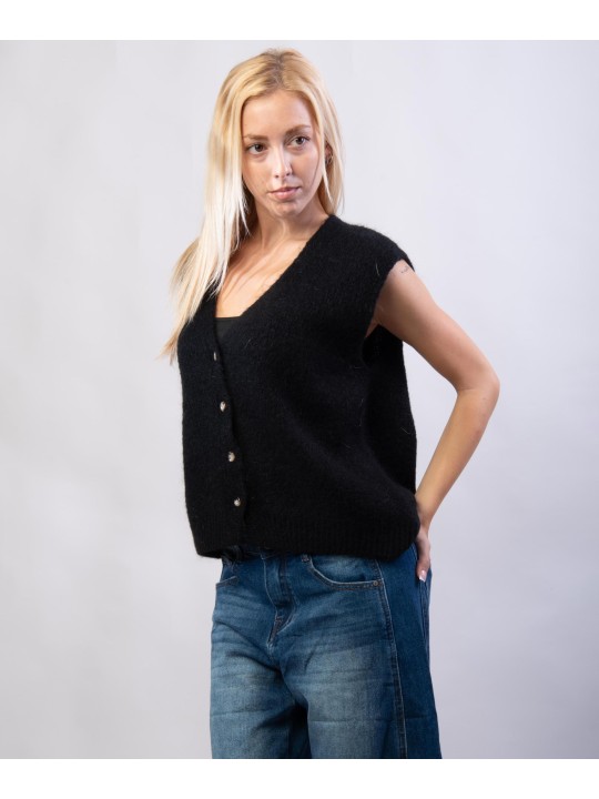 Gilet Misto Mohair con Bottoni