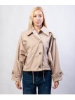 Giacca Trench Maniche a Pipistrello con Cappuccio Rimovibile