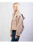 Giacca Trench Maniche a Pipistrello con Cappuccio Rimovibile
