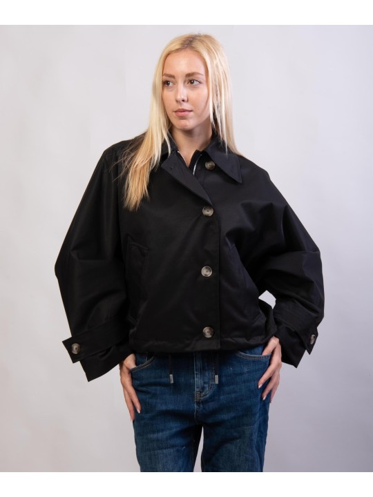 Giacca Trench Maniche a Pipistrello con Cappuccio Rimovibile