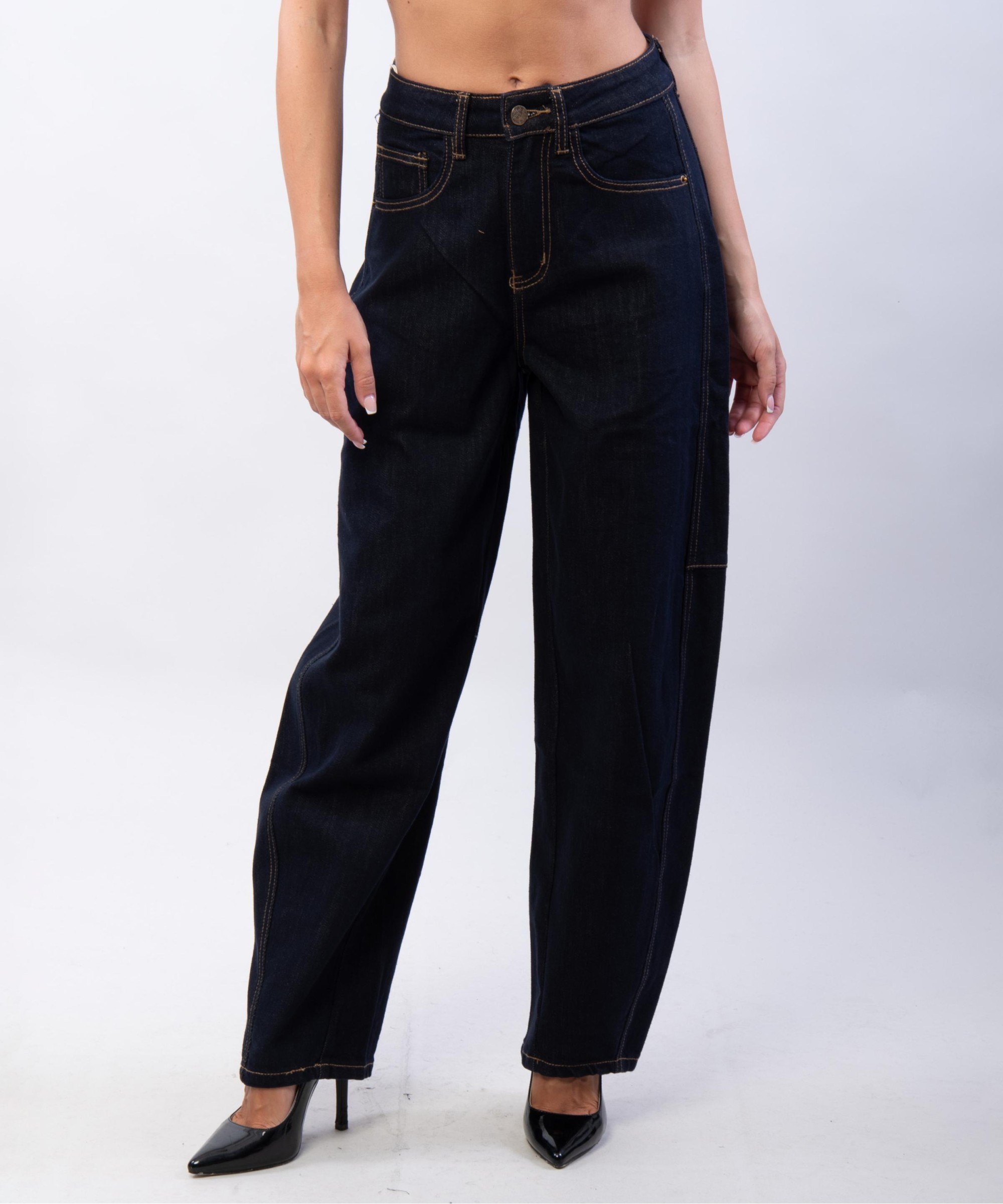 jeans blu scuro a palloncino