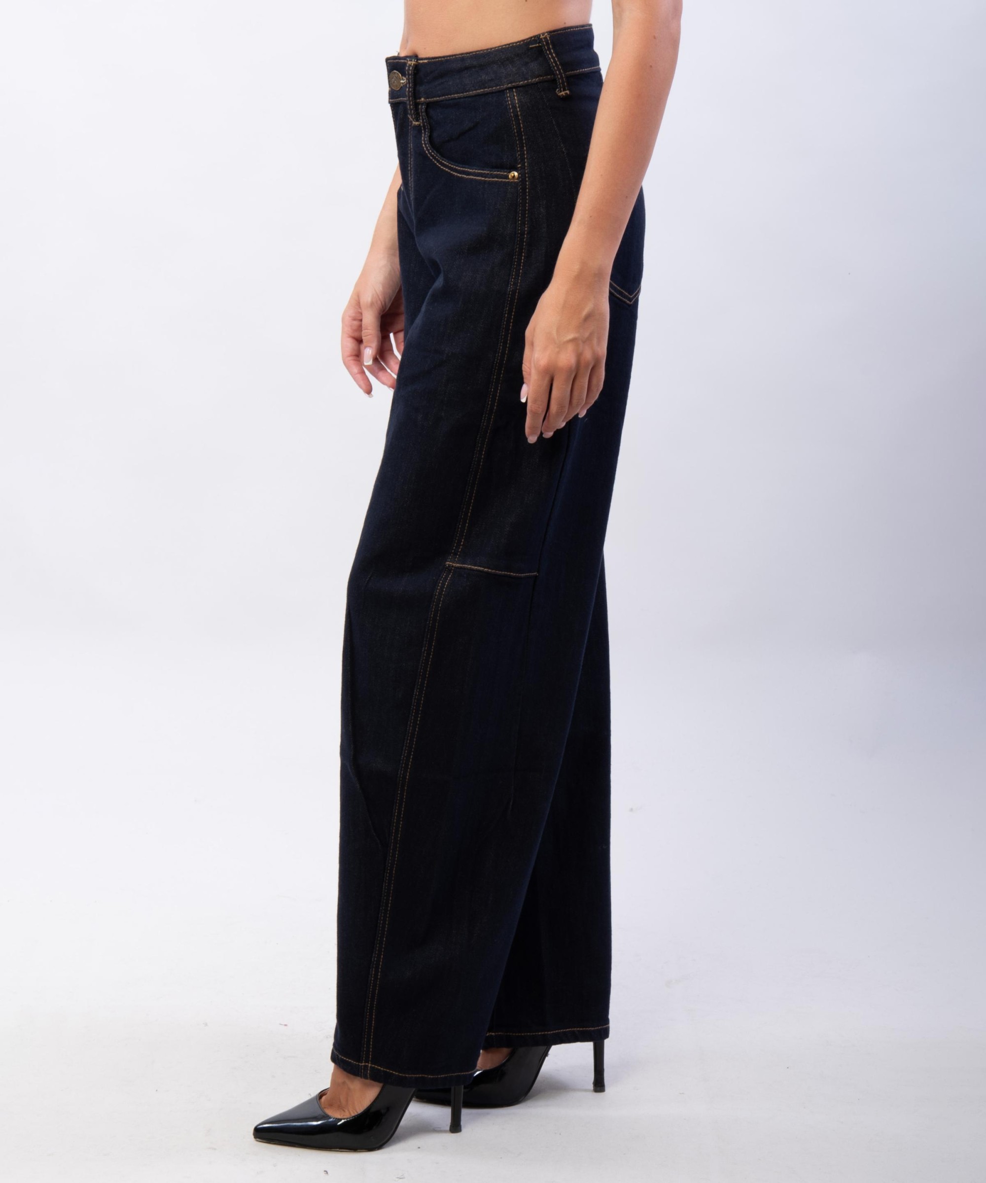 jeans blu scuro a palloncino