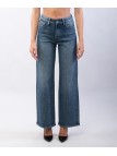 jeans a palazzo a righe con strass