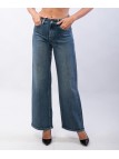 jeans a palazzo a righe con strass