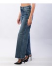 jeans a palazzo a righe con strass