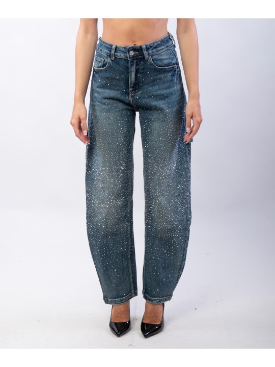 jeans a palloncino con strass