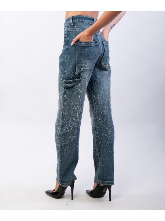 jeans a palloncino con strass