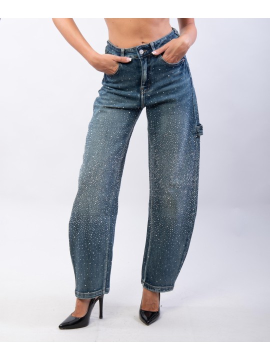 jeans a palloncino con strass
