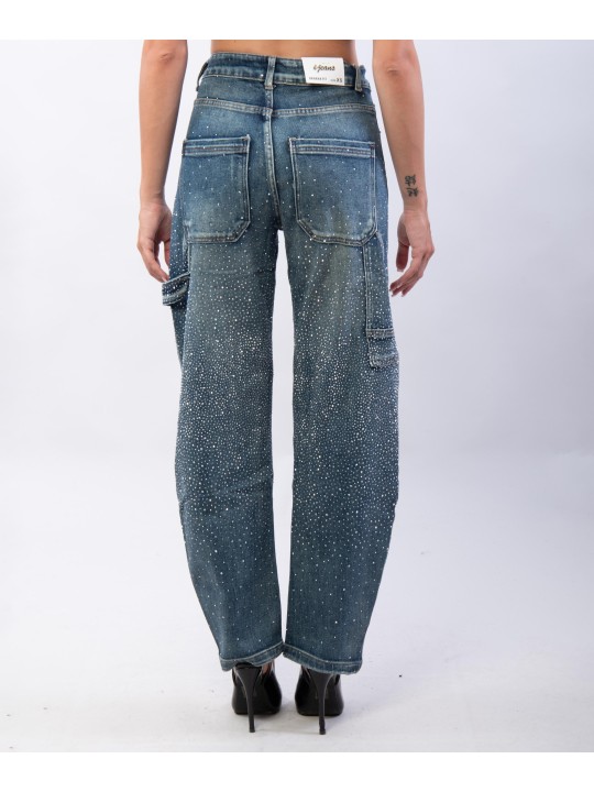jeans a palloncino con strass