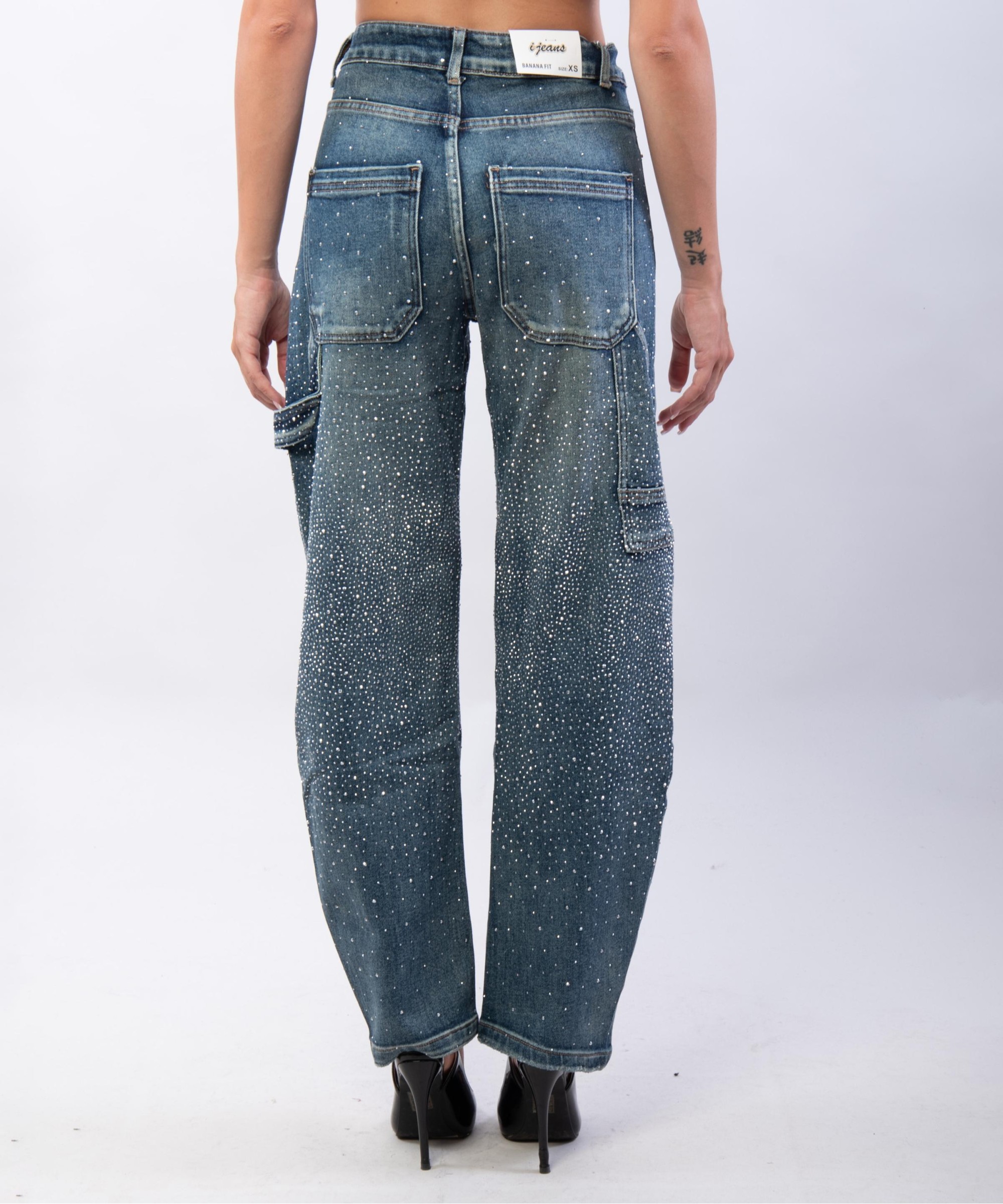 jeans a palloncino con strass