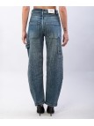 jeans a palloncino con strass